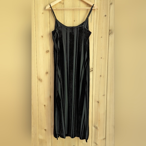 Striped Velvet / Mesh Maxi Dress - Picture 2 of 3